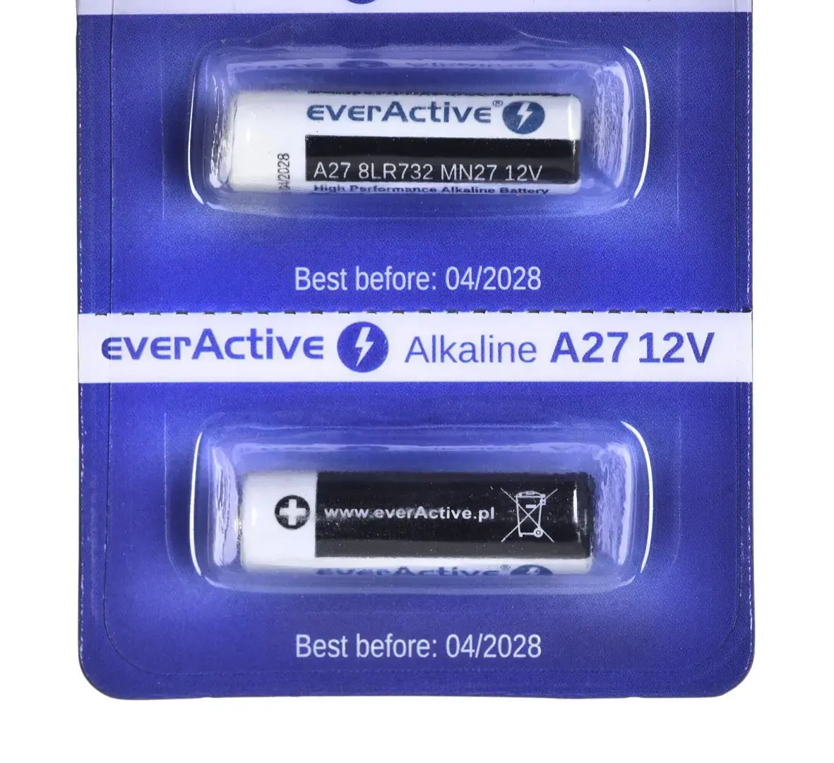 5 x šarminės baterijos everActive 27A 12V - lizdinė plokštelė 5 vnt.