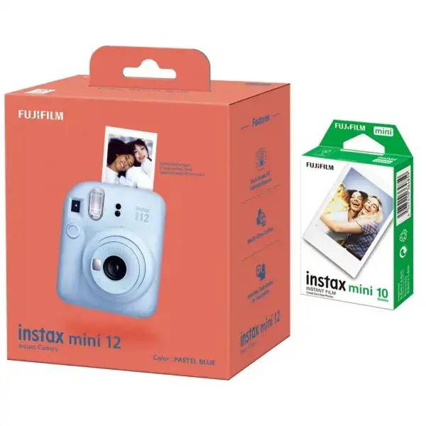 Fujifilm Instax Mini 11 fotoaparatas, pastelinės mėlynos spalvos + instax mini blizgus(10pl)