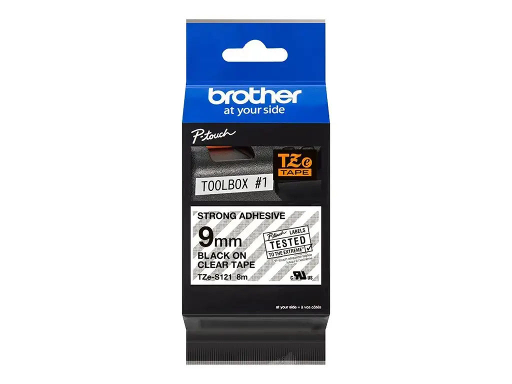 Brother TZeS121, TZ, 8 m, 1 vnt., lizdinė plokštelė, 9 mm