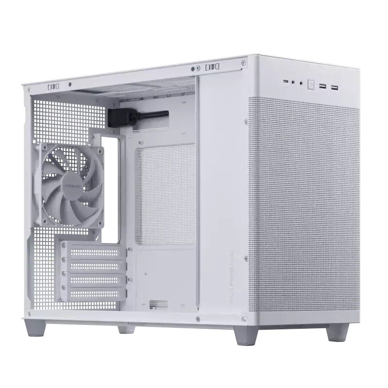 ASUS AP201 PRIME CASE TG WHITE, Mini Tower, Kompiuteris, Balta, micro ATX, Mini-ITX, 17 cm, 33,8 cm