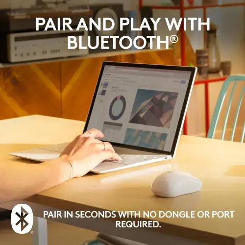 "Logitech M240", dvipusis, "Bluetooth", baltas