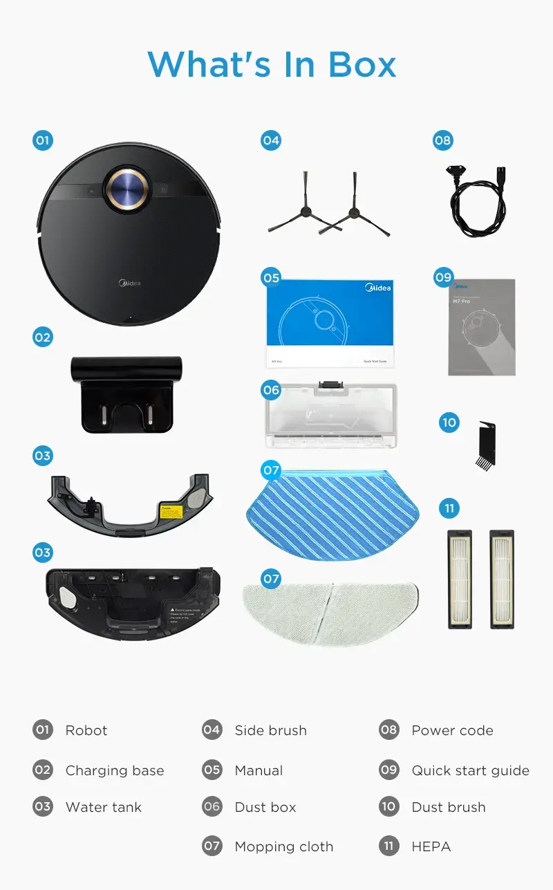 Dulkių siurblys-robotas Midea M7 pro, Juoda