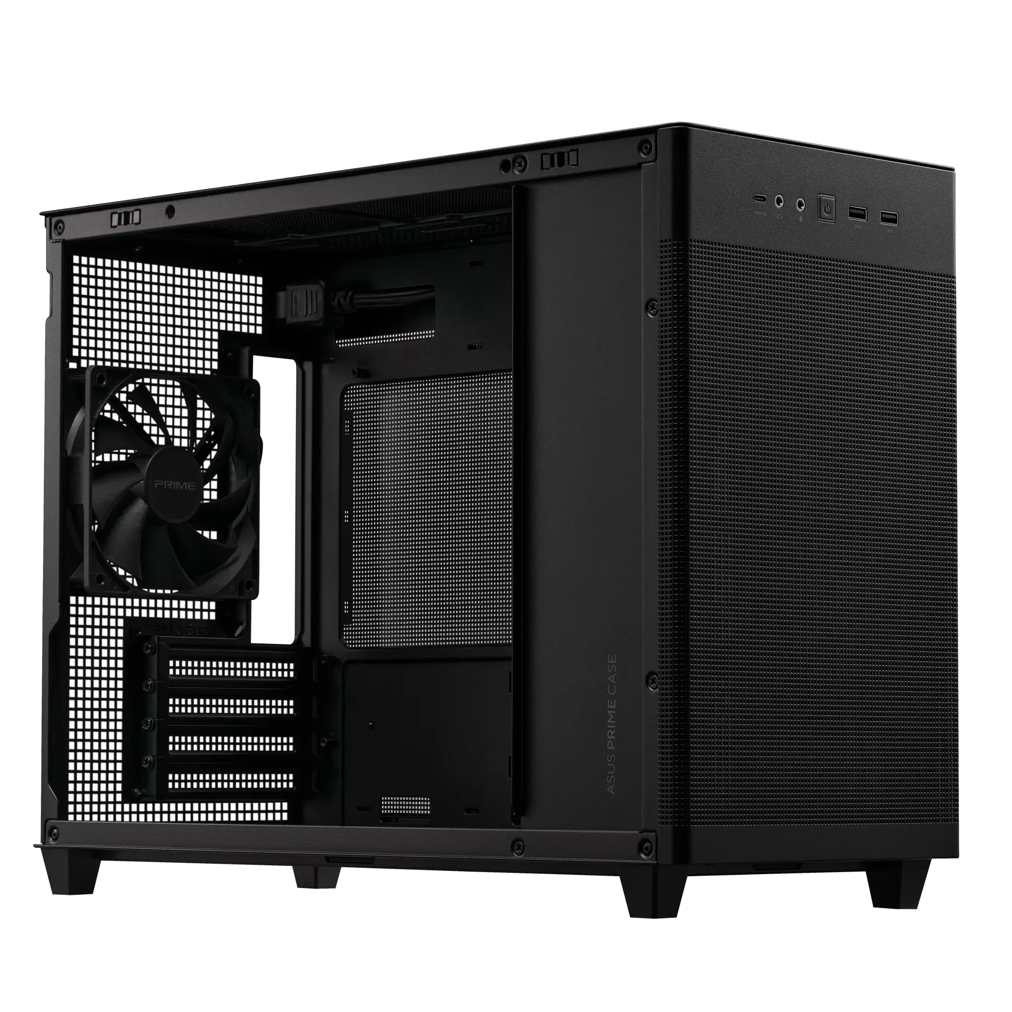 ASUS AP201 PRIME CASE TG, Mini Tower, PC, juoda, micro ATX, Mini-ITX, 17 cm, 33,8 cm