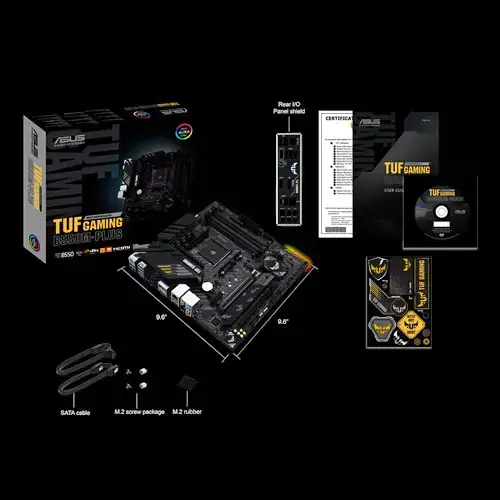 ASUS TUF GAMING B550M PLUS, AMD, "Socket AM4", 3 kartos "AMD Ryzen™ 3", 3 kartos "AMD Ryzen 5", 3 kartos "AMD Ryzen™ 7", 3 kartos..., DDR4-SDRAM, 128 GB, DIMM