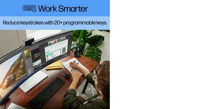 HP 450 programuojama belaidė klaviatūra, pilno dydžio (100 %), RF belaidė + USB, mechaninė, QWERTY, juoda