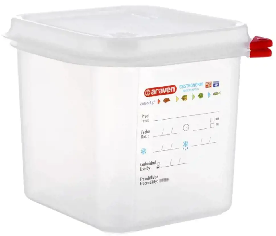 Gastro talpa AIRTIGHT GN1/6, su dangčiu, PP, 2,6 l, H 15 cm, vnt