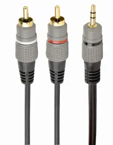 GEMBIRD 3,5 mm stereo kištukas į 2xRCA kištukus 1,5 m ilgio kabelis su paauksuotomis jungtimis