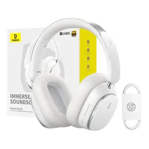 "Baseus Bowie H1" belaidės "Bluetooth 5.2" ausinės (baltos spalvos)