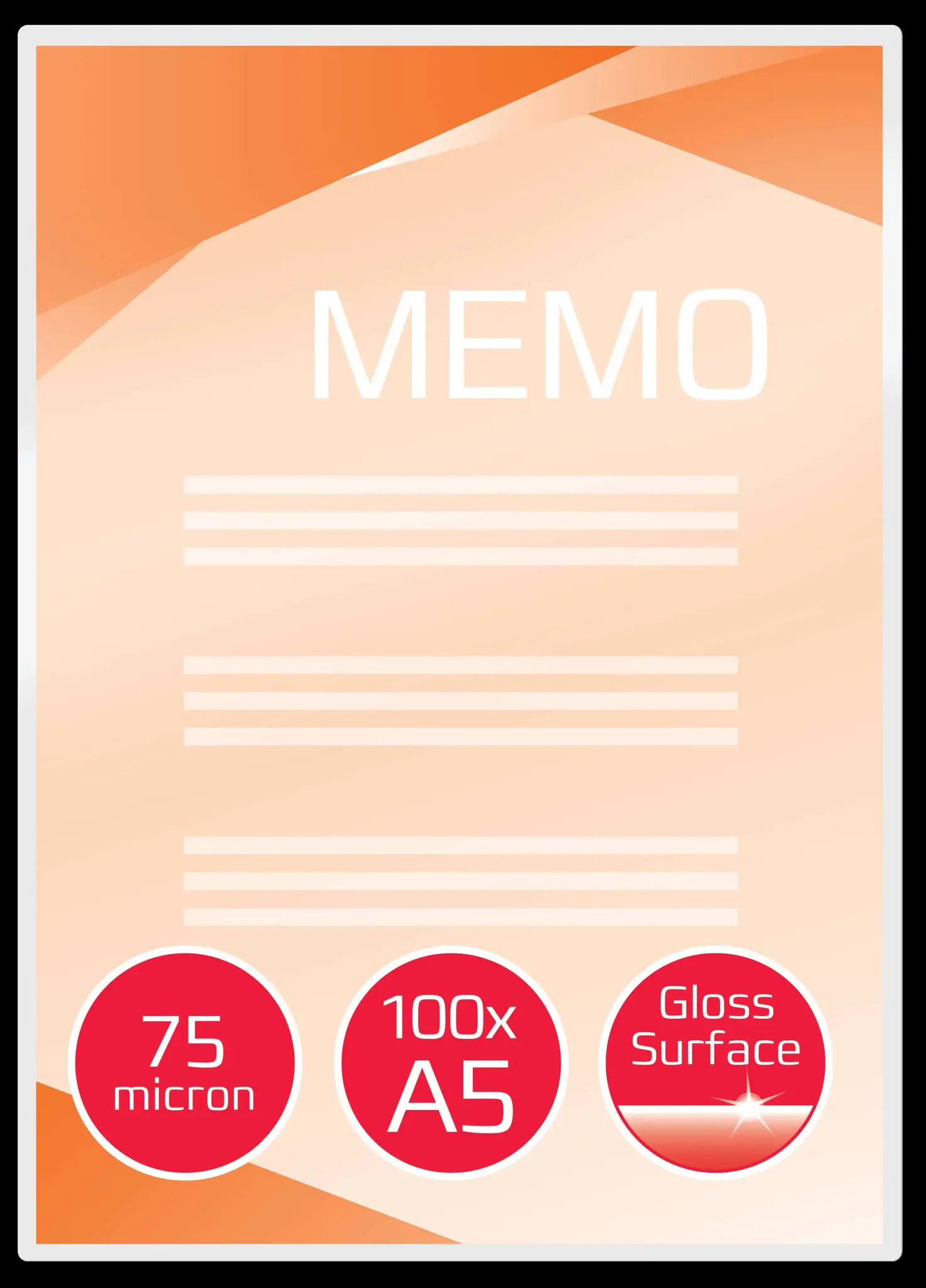 Laminavimo vokeliai Ibico, A5, 154x216 mm, 75 mik., blizgūs, 100 vnt.