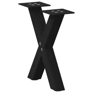 Kavos staliuko kojelės, X formos, 2 vnt., juodos, 37x(30-31) cm, plienas