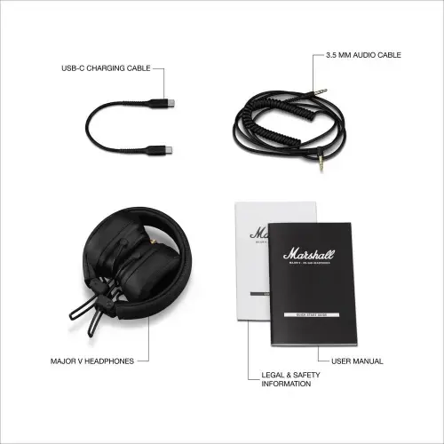 Marshall Major V Belaidės ausinės, Bluetooth, Black