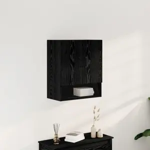 Juodas sieninis spintas 60x30x70 cm, pagamintas iš inžinerinės medienos