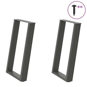 Valgomojo stalo kojos, U formos, 2 vnt., antracito spalvos, 50x(72-73) cm, plienas