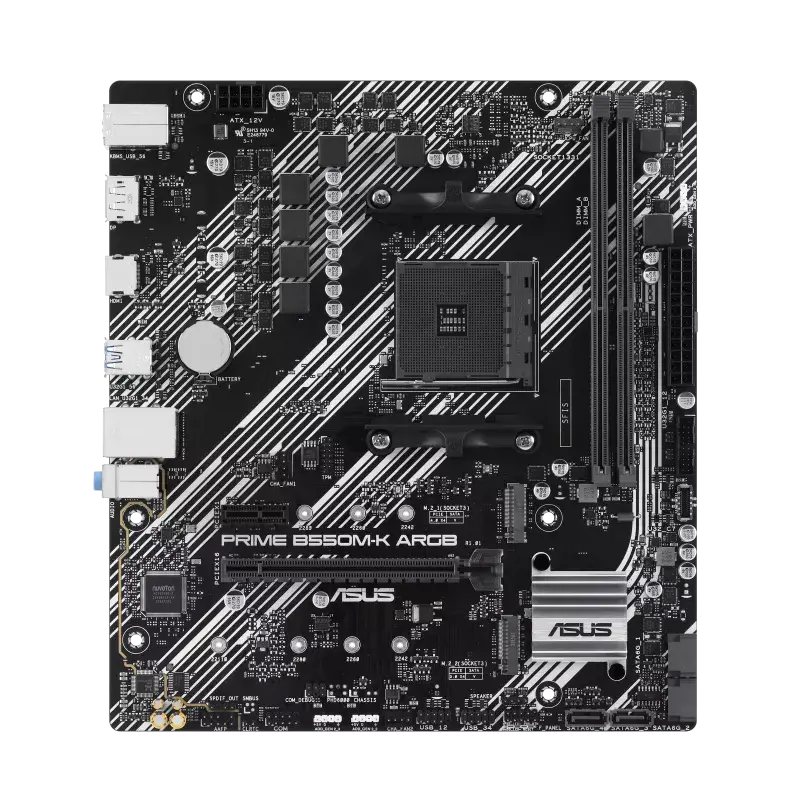 ASUS PRIME B550M-K ARGB, AMD, Socket AM4, DDR4-SDRAM, 64 GB, DIMM, dviejų kanalų