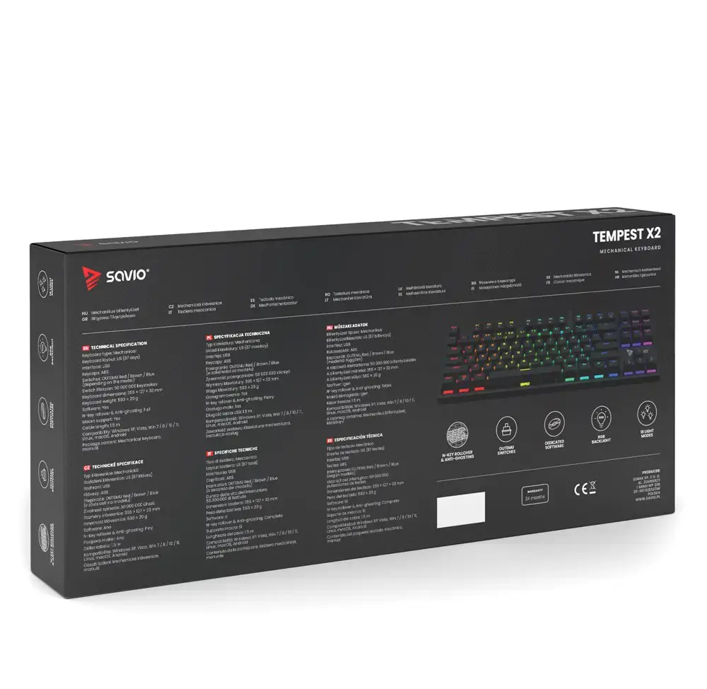 Savio Tempest x2 RGB mechanical keyboard, Outemu RED