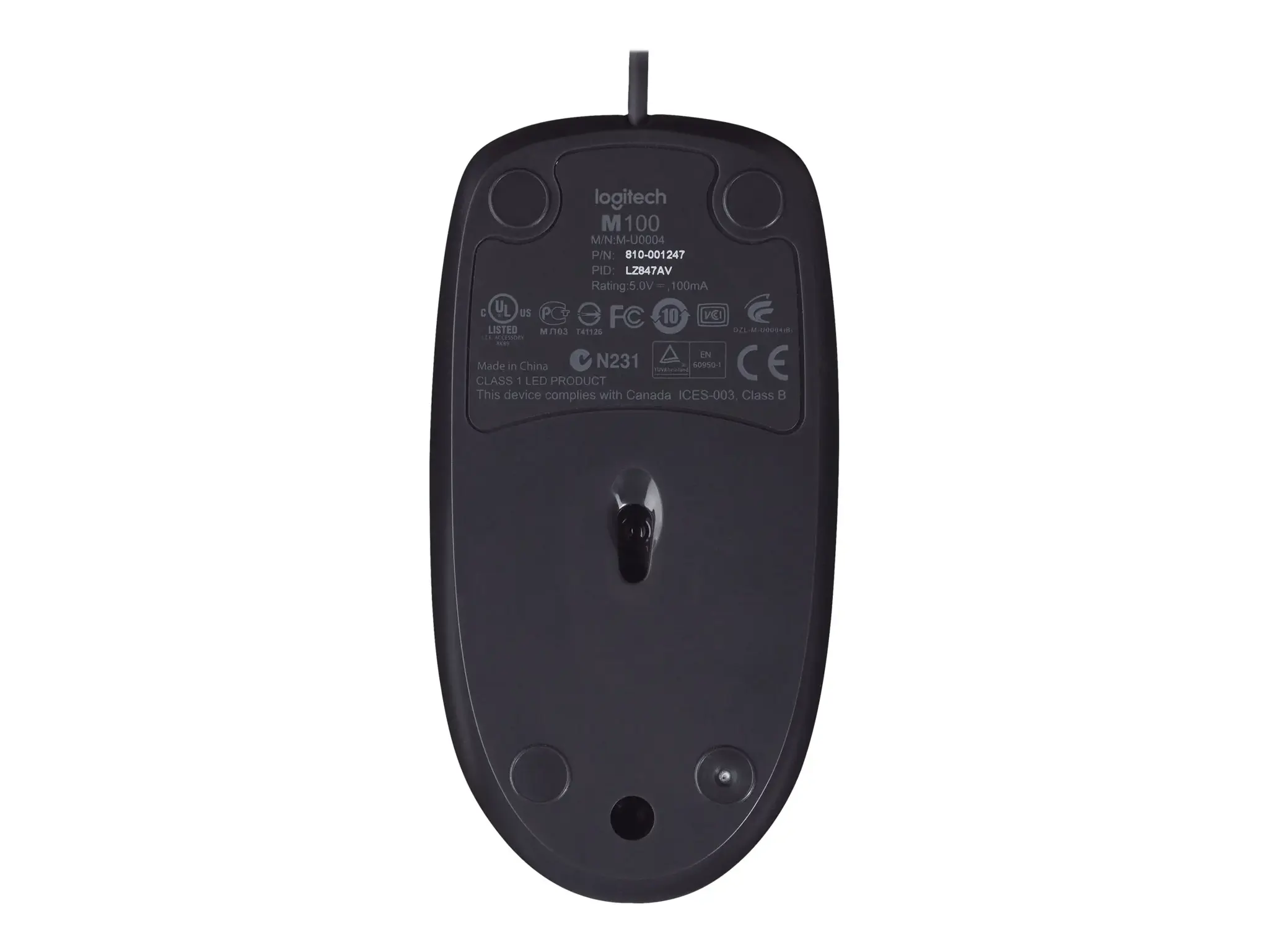 "Logitech" pelė M100, dvipusė, optinė, A tipo USB, 1000 DPI, juoda