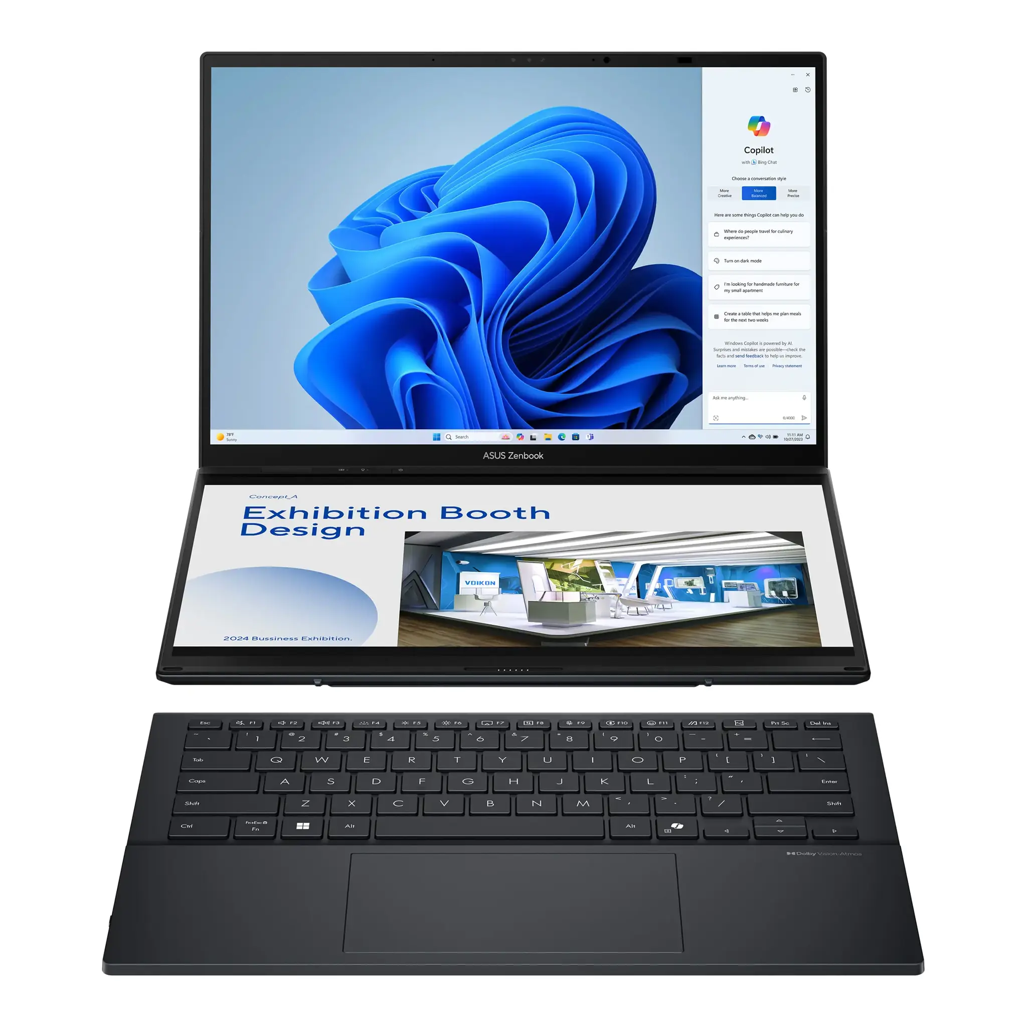 Nešiojamas kompiuteris ASUS Zenbook Duo UX8406CA-QL287W, 255H, 1000 GB, 14 Coliai, Windows 11 Home
