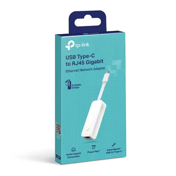 "TP-Link" USB Type-C to RJ45 Gigabit Ethernet tinklo adapteris, laidinis, USB, Ethernet, 1000 Mbps, baltas