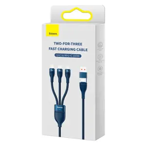"Baseus Flash Series II" kabelis USB C tipo / A tipo USB - USB C tipo / "Lightning" / "micro USB" 1…