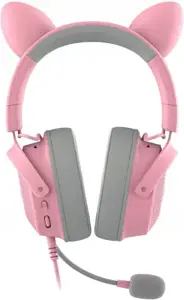 "Razer" laidinės, per ausis, kvarco, žaidimų ausinės, "Kraken V2 Pro", "Kitty Edition