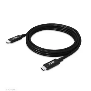 CLUB3D USB4 Gen2x2 Type-C Bi-Directional Cable 4K60Hz, Data 20Gbps, PD 240W(48V/5A) EPR M/M 2m, 2 m, USB C, USB C, USB4 Gen 2x2, 20000 Mbit/s, Black