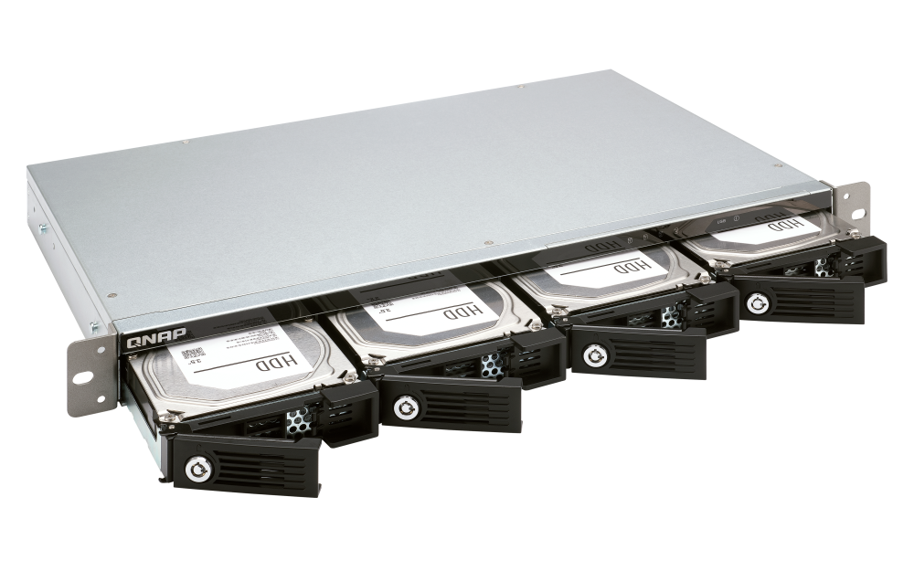 QNAP TR-004U, HDD/SSD korpusas, 2,5/3,5", "Serial ATA II", "Serial ATA III", 6 Gb/s, karšto keitimo, juodas, pilkas