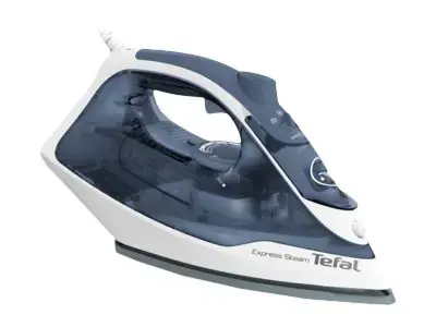 Tefal Express Steam FV2837, Dry & Steam iron, Cerilium soleplate, 1.9 m, 165 g/min, Blue, Grey, White, 35 g/min