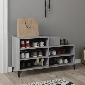Spintelė batams, pilka ąžuolo, 102x36x60cm, apdirbta mediena