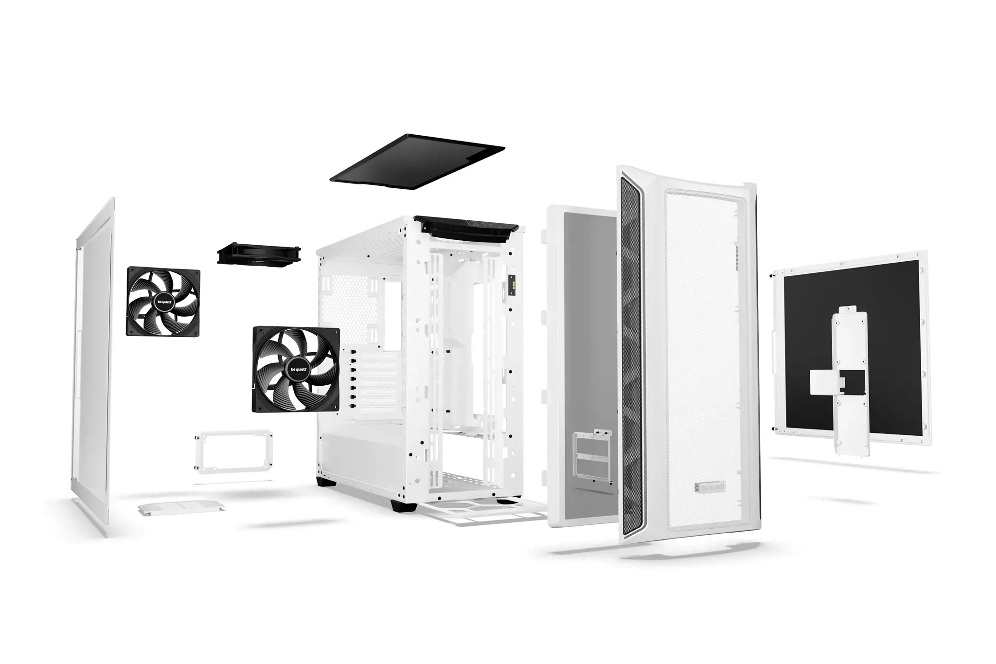 Būkite tylūs! Shadow Base 800 DX White, Midi Tower, Kompiuteris, Balta, ATX, EATX, micro ATX, Mini-ITX, Akrilonitrilo butadieno stirenas (ABS), Plienas, Grūdintas stiklas, Multi