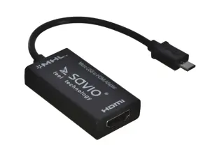 SAVIO cl-32 adapteris (MHL, Micro USB M - HDMI F; 0,10 m; juoda spalva)