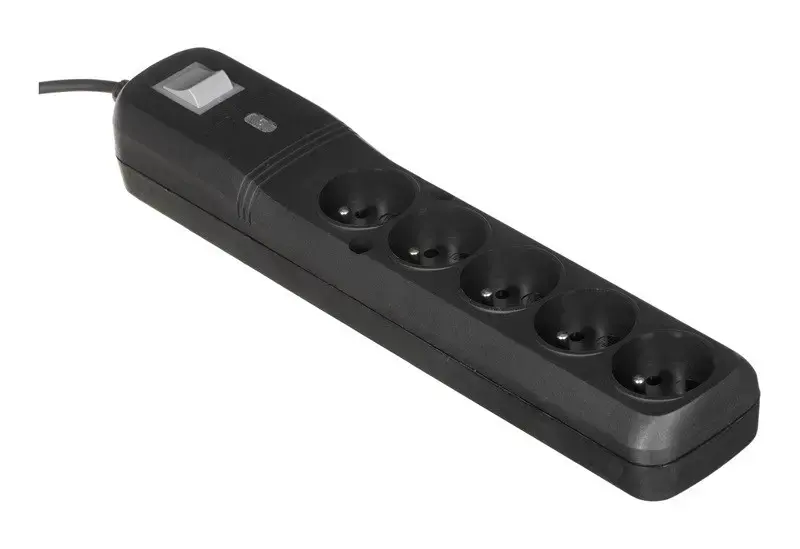 LESTAR LV530W 2,5M viršįtampių apsauga 5 kintamosios srovės lizdai Juoda, pilka 2,5 m