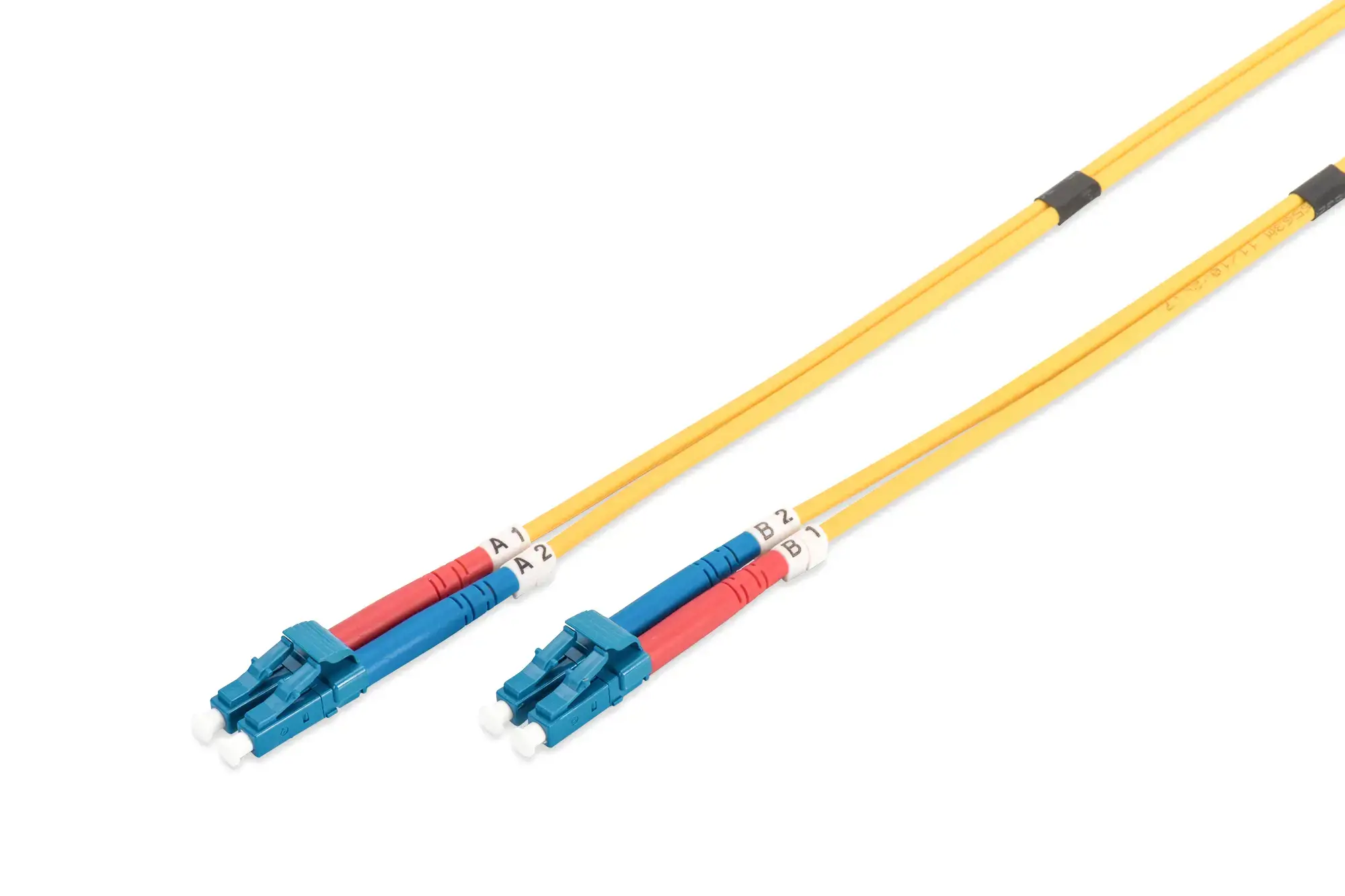 DIGITUS LWL komutacinis kabelis LC/LC 09/125um singelmode Duplex be halogenų su protokolu geltonas 1m