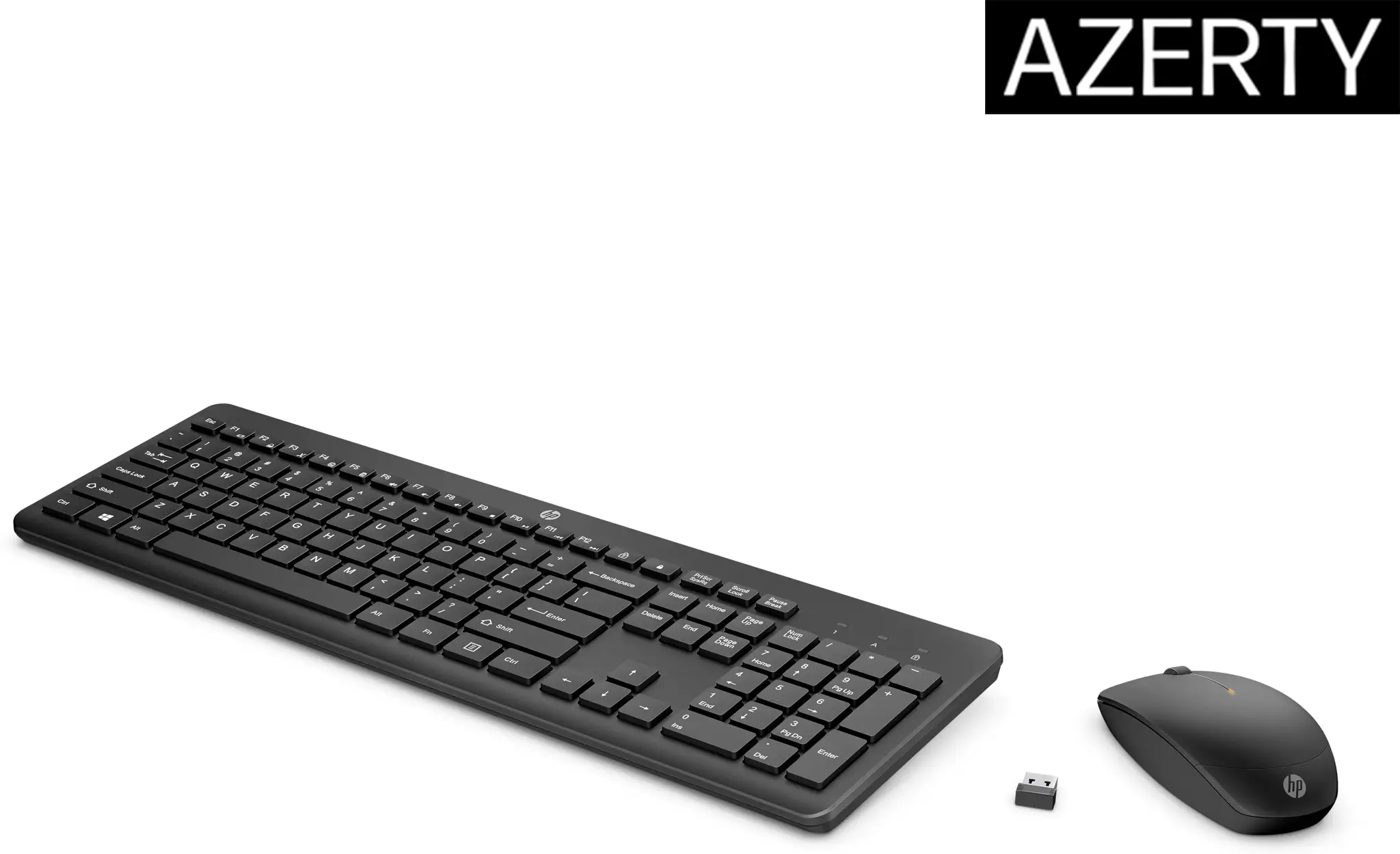 HP 230 Wireless Mouse and Keyboard Combo, Full-size (100%), Wireless, RF Wireless, Membrane, Black, Mouse included