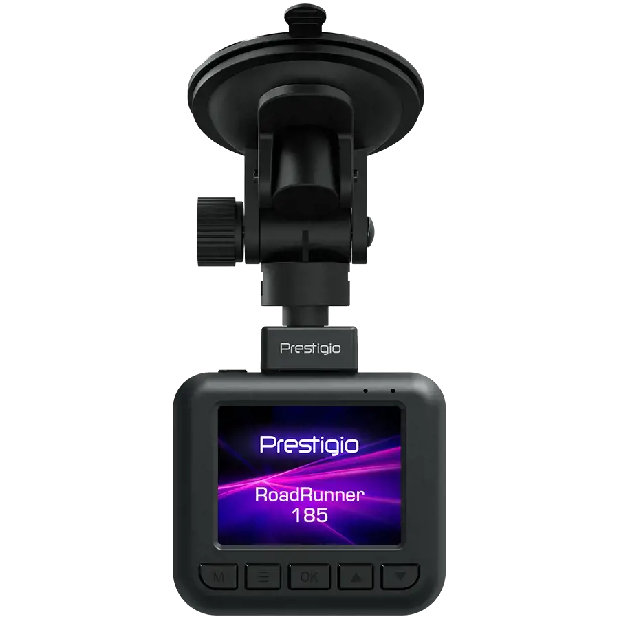 Prestigio RoadRunner 185, 2.0'' IPS (320x240) ekranas, FHD 1920x1080@30fps, HD 1280x720@30fps, Jieli AC5601, 2 MP CMOS GC2053 vaizdo jutiklis, 2 MP kamera, 140° matymo kampas, Micro USB, 180 mAh, naktinis matymas, judesio aptikimas, G jutiklis, ciklinis įrašymas, spalvotas/juodas, plastikinis korpusas