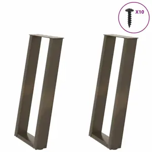 Konsolinio stalo kojelės, U formos, 2 vnt., natūralus plienas, 28x(72-73) cm, plienas