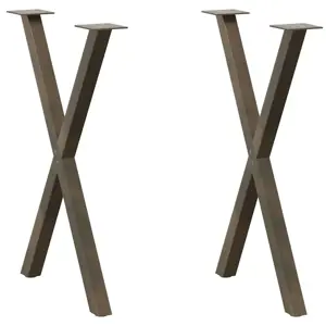 Valgomojo stalo kojos, X formos, 2 vnt., natūralus plienas, 57x(72-73) cm, plienas