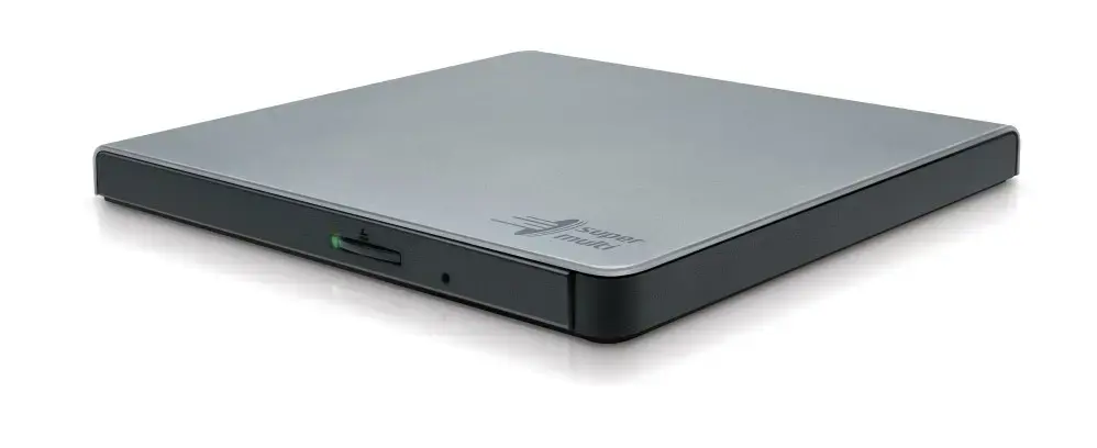 "Hitachi-LG Slim" nešiojamasis DVD įrašymo įrenginys, sidabrinės spalvos, dėklas, stalinis/nešiojamasis kompiuteris, DVD±RW, USB 2.0, 60000 h