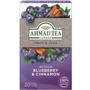 Ahmad Tea Natūrali arbata ''Blueberry & Cinnamon'', 20 vnt. folijos pakelių
