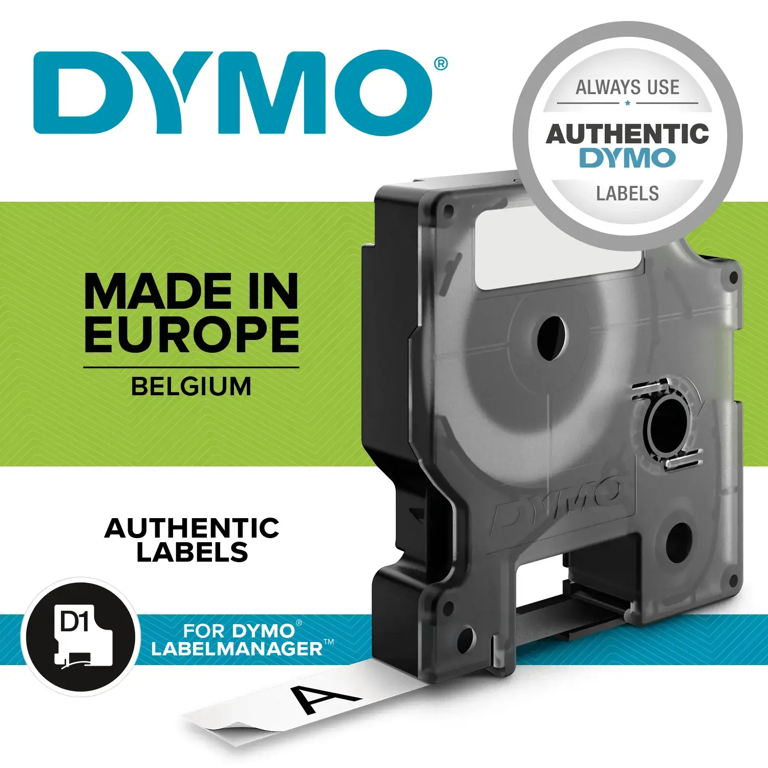 DYMO Authentic D1 Labels | Black Print on Red Tape | 12 mm x 7 m | Self-Adhesive Labels for LabelManager Label Makers | Made in Europe, Black on red, Polyester, Belgium, -18 - 90 °C, DYMO, LabelManager, LabelWriter 450 DUO