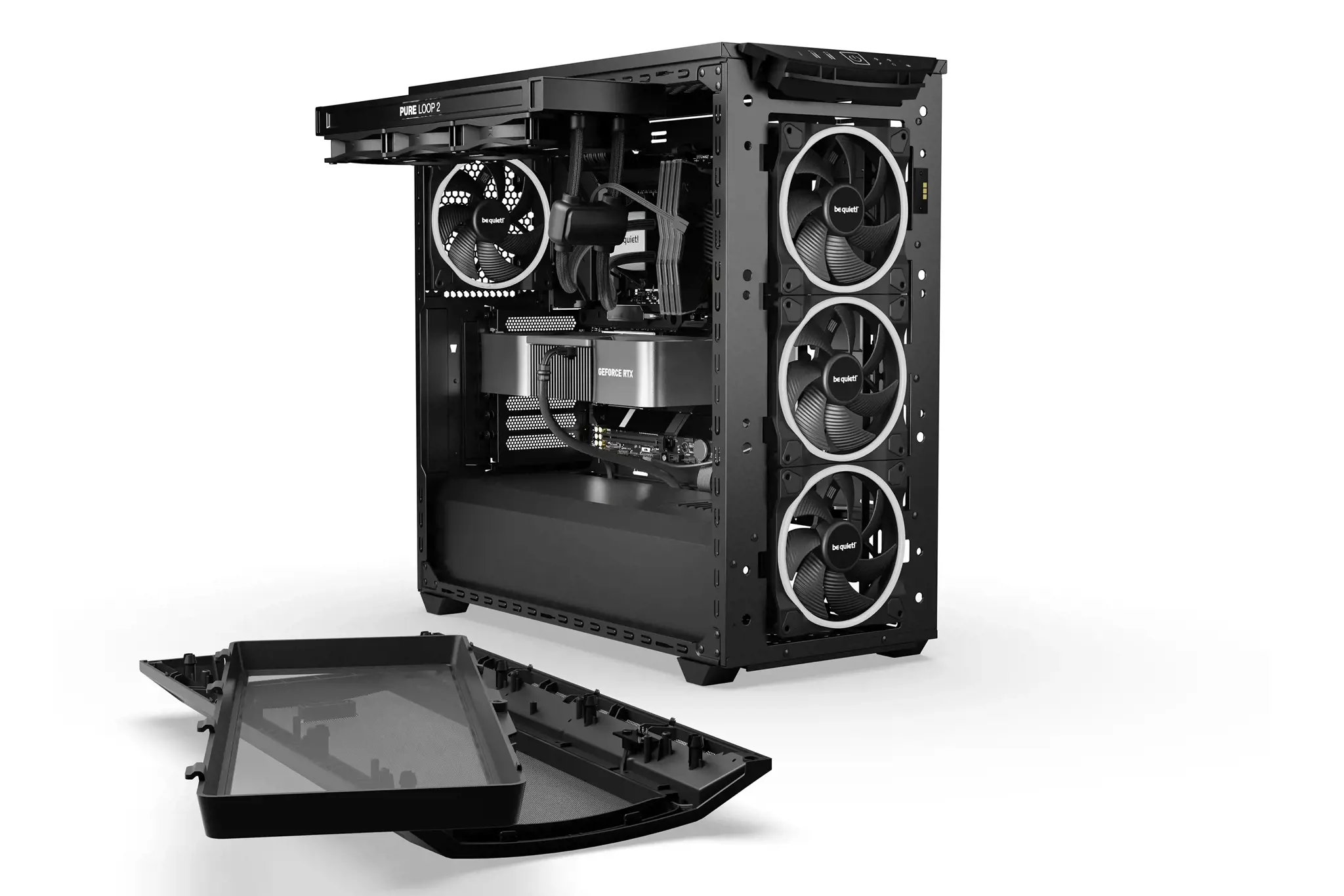 be quiet! Shadow Base 800 FX Black, Midi Tower, PC, Black, ATX, EATX, micro ATX, Mini-ITX, Acrylonitrile butadiene styrene (ABS), Steel, Tempered glass, Multi