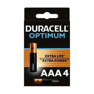 Baterijos DURACELL Optimum, AAA, 4 vnt.