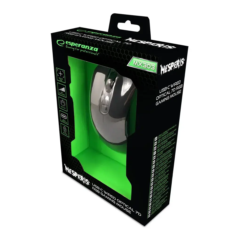 ESPERANZA PELĖS LAIDAS. 7D ŽAIDĖJAMS HESPERIS USB-C EGM303