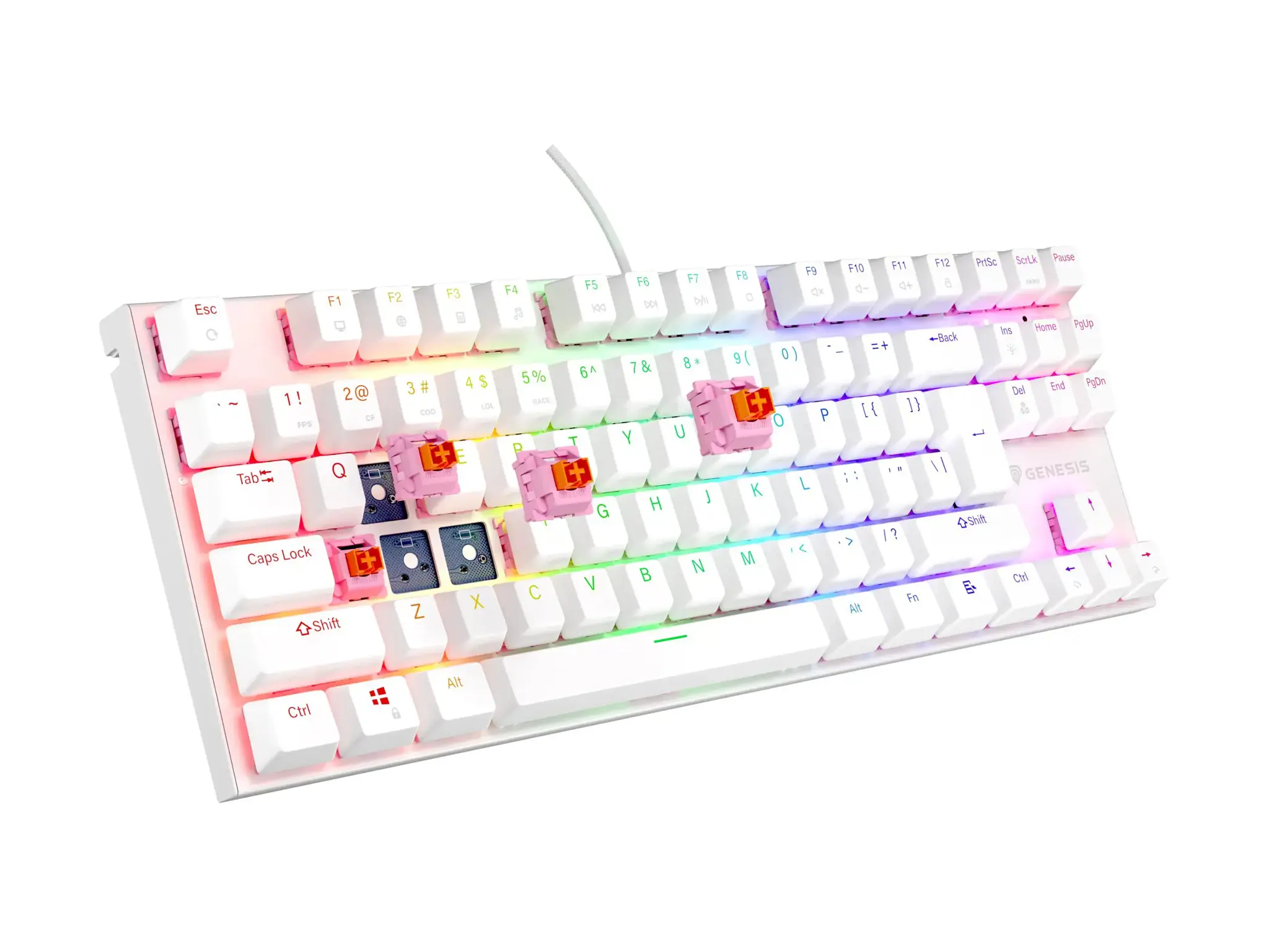 Genesis | THOR 303 | Mechanical Gaming Keyboard | Wired | US | Outemu Peach Silent | White