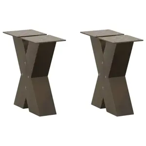 Kavos staliuko kojelės, X formos, 2 vnt., natūralus plienas, 30x(30-31) cm, plienas