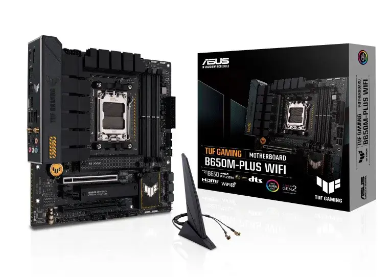 ASUS TUF GAMING B650M-PLUS WIFI, AMD, Socket AM5, DDR5-SDRAM, 128 GB, DIMM, dviejų kanalų