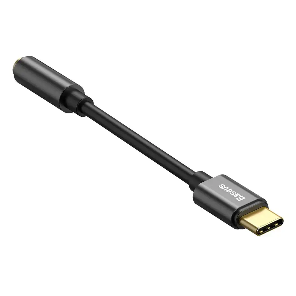 "Baseus L54" ausinių adapteris iš USB-C į 3,5 mm garso lizdą DAC 24 bitų 48 KHz, juodas (CATL54-01) (Juodas)