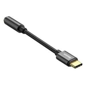 "Baseus L54" ausinių adapteris iš USB-C į 3,5 mm garso lizdą DAC 24 bitų 48 KHz, juodas (CATL54-01) (Juodas)