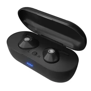 MAXELL MINI DUO Belaidės ausinės su įkrovimo dėklu Juodos spalvos