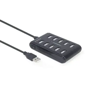 GEMBIRD 10 prievadų USB 2.0 šakotuvas, juodas