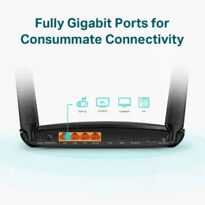 TP-Link 4G+ Cat6 AC1200 belaidis dviejų juostų gigabitinis maršrutizatorius, "Wi-Fi 5" (802.11ac), dviejų juostų (2,4 GHz / 5 GHz), Ethernet LAN, 3G, juodas, stalinis maršrutizatorius